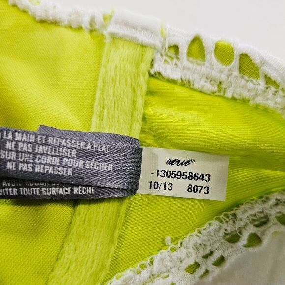 Aerie Emma Crochet Lace Overlay Push-Up Halter Padded Bikini Swimsuit Set 32B - Picture 3 of 12